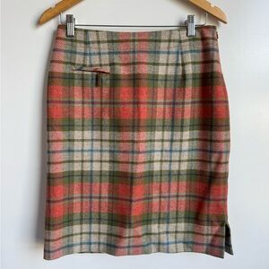 Pendleton Red Plaid Brown Pencil Skirt Women‎ US 6 Virgin wool lambswool vintage